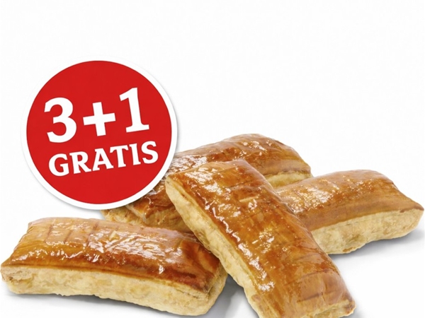 Saucijzenbroodjes 3 + 1 gratis